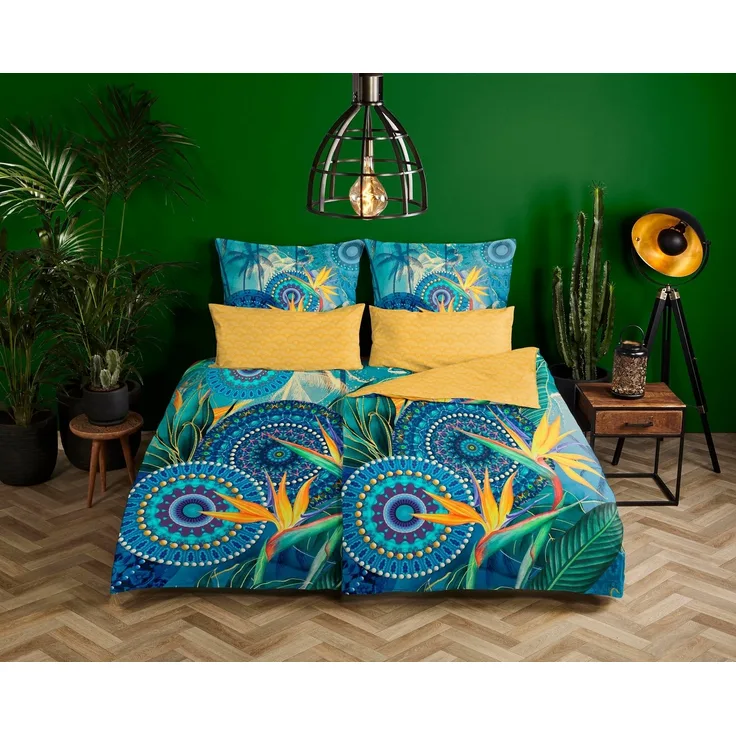 HIP Mako Satin Bettwäsche 155 X 220 cm + 1 x 80 X 80 cm Novia bunt