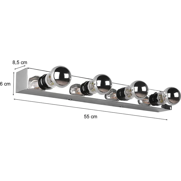 Retro LED Badezimmer Wandleuchte in Chrom 55cm - Spiegelleuchte – Bild 4