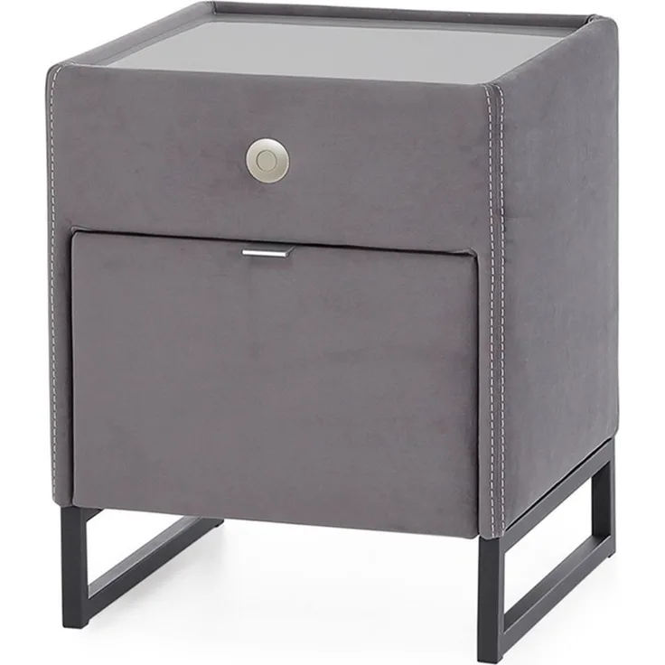 Nachttisch Lilly / Linea, Polyester, Grau, 43 x 53 x 43 cm
