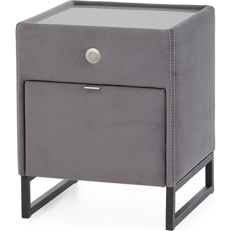 Nachttisch Lilly / Linea, Polyester, Grau, 43 x 53 x 43 cm – Bild 1
