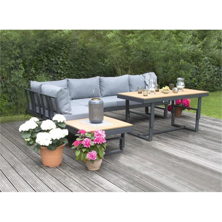 Piazza Gartenlounge Set, Aluminium, grau, für 6 Personen