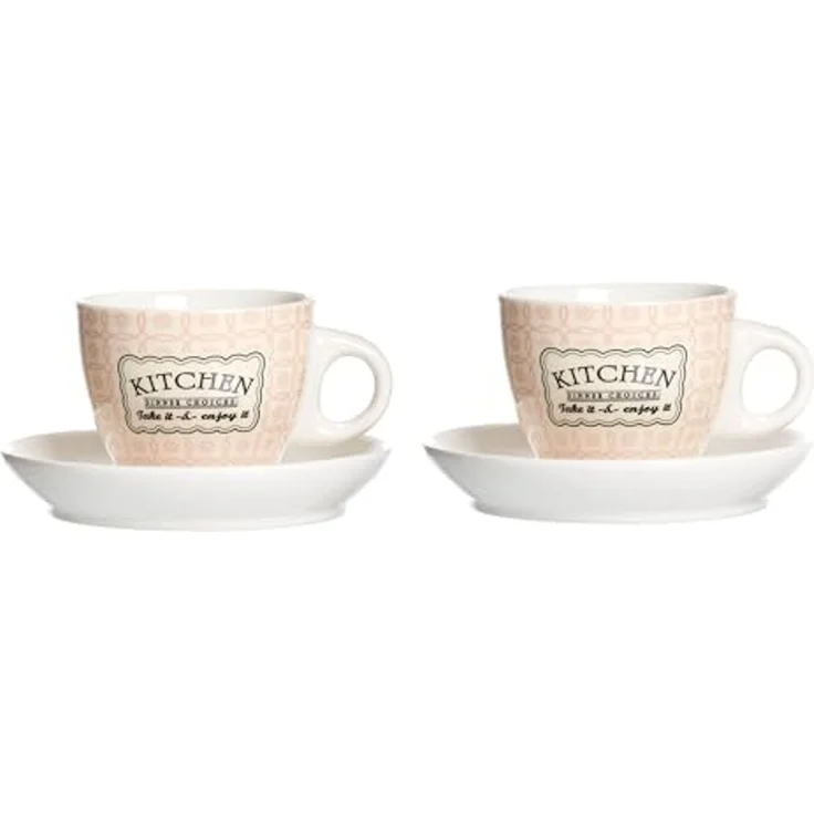 Ritzenhoff & Breker Tasse Ritzenhoff 4er Set Retro Kitchen Espressotasse 80ml Untertasse, Porzellan – Bild 2