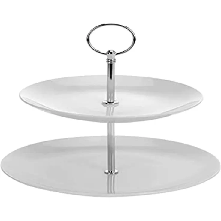 Excellent Houseware Tortenplatte 2-stöckig für Kuchen Porzellan universal
