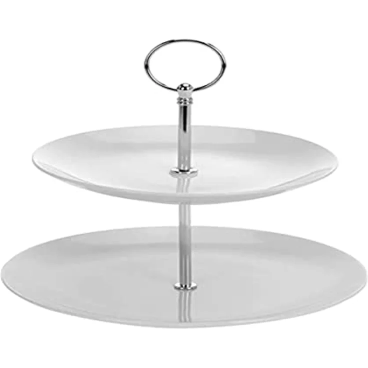 Excellent Houseware Tortenplatte 2-stöckig für Kuchen Porzellan universal – Bild 1