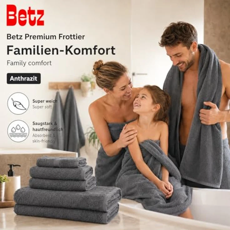 Betz Handtuch Set 5-TLG. Premium 1 Duschtuch 2 Handtücher 1 Gästetuch 1 Waschhandschuh, 100% Baumwolle – Bild 8