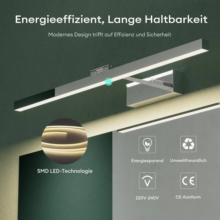 Mai & Mai LED Spiegelleuchte Badlampe Spiegellampe 4000K Badezimmer Lampe 180° Drehbar 9W – Bild 3