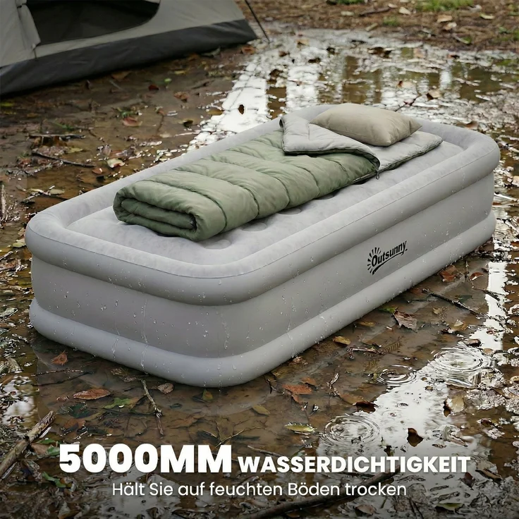 Luftmatratze 1 Person Selbstaufblasendes Luftbett mit integrierter elektrischer Pumpe in 3 Minuten beflockte Oberfläche--Grau--39x97x190cm--YOUDENOVA – Bild 10