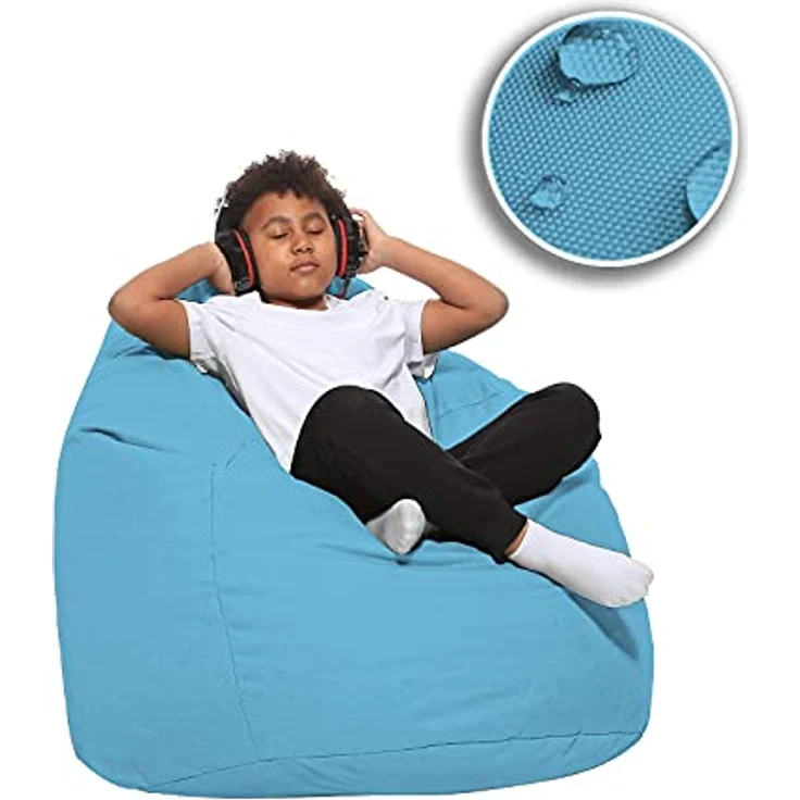 HomeIdeal - Sitzsack XXL Bodenkissen für Erwachsene & Kinder - Geeignet für Gaming oder Entspannen - Indoor wie Outdoor da er Wasserfest ist - mit EPS Perlen, Farbe:Hellblau, Größe:XXL – Bild 8