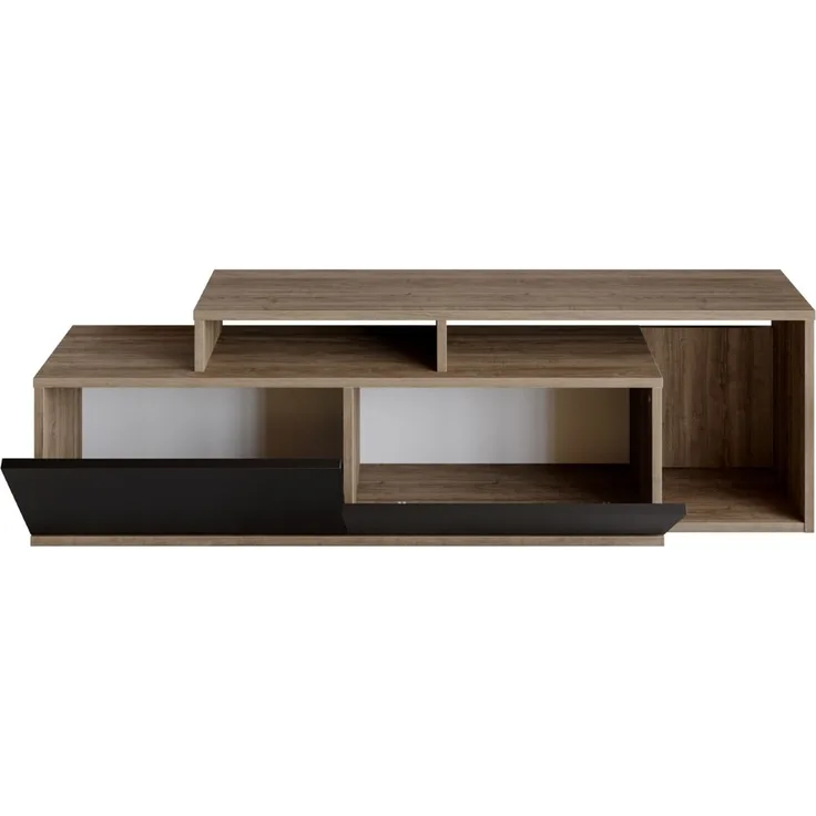 Calicosy 'NEXERA' TV-Möbel mit 2 Türen, Nussbaum- und Schwarzdekoration, L150 cm - Dunkles Holz