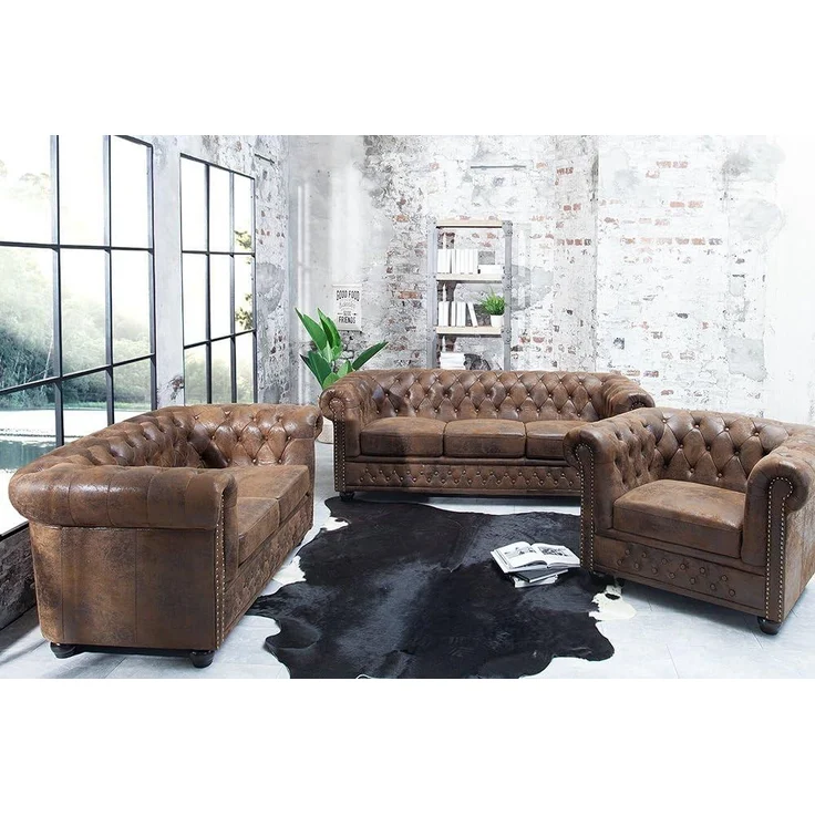 riess-ambiente Sessel CHESTERFIELD 110cm antik braun (Einzelartikel, 1-St), Wohnzimmer · Microfaser · mit Armlehne · Federkern – Bild 9