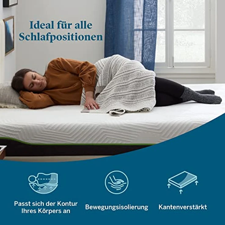 LUCID 25 cm Latex Hybrid Matratze 135x190 cm, H3 – Federkernmatratze mit Gel Memory Foam & elastischem Latexschaum – Mittelfest – 135x190 cm – Bild 5