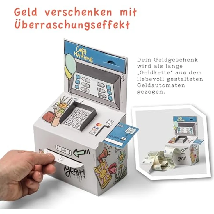 SURPRISA Geschenkbox Geld-O-Mat Geldgeschenk Verpackung – Kreatives DIY Geldautomat, für Geldgeschenke zum Geburtstag, Hochzeit & besondere Anlässe – Bild 3