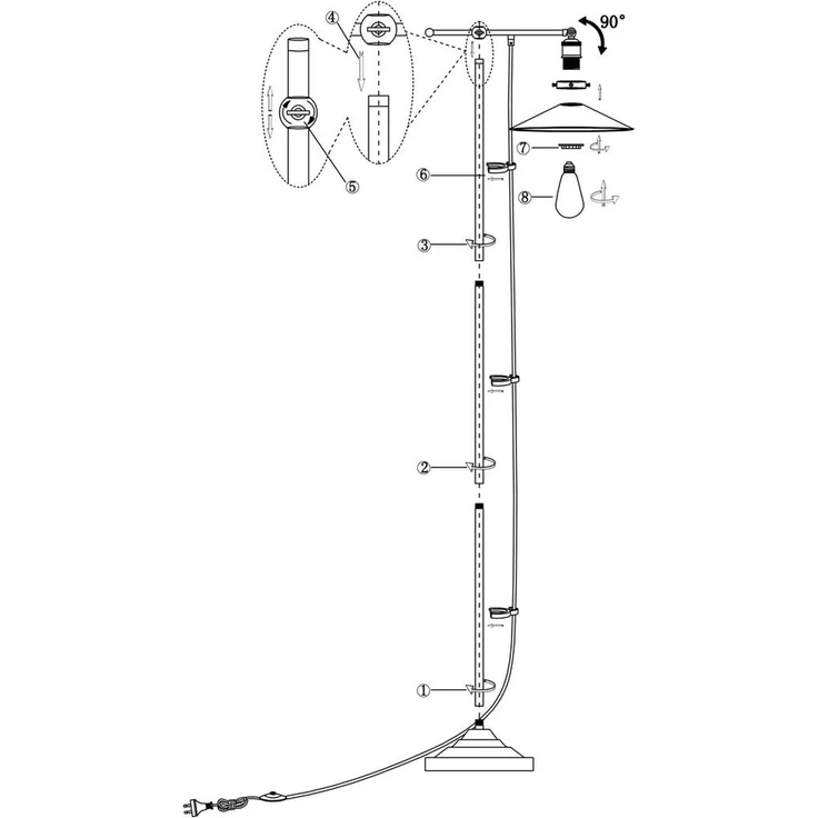 Stehlampe, Altmessing, schwarz, LENIUS – Bild 4