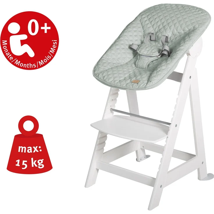roba Treppenhochstuhl 'Born Up' - Set 2 in 1 - 'roba Style' Frosty green - ab Geburt - Weiß – Bild 7