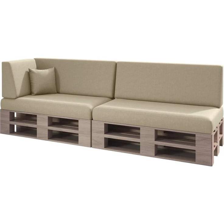 sunnypillow Palettenkissen mit abnehmbarem Bezug Kaltschaum Palettenauflage Palettenpolster Palettensofa Sitzkissen Rückenlehne Indoor Outdoor 6er Set 120x80 Cremefarben – Bild 1