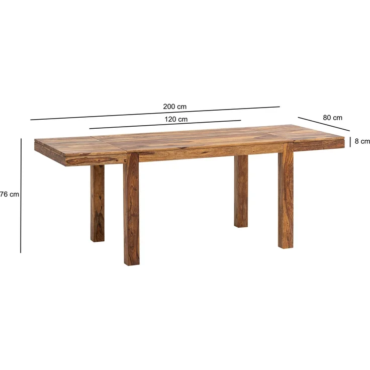Esszimmertisch Sheesham Massivholz 120-200cm verlängerbar Rechteckig Schlicht – Bild 7