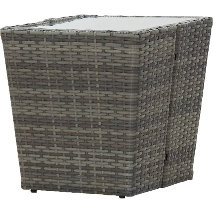 Gartentisch, Beistelltisch, Balkontisch Grau 41,5x41,5x43 cm Poly Rattan und Hartglas – Bild 4