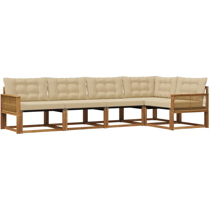vidaXL Outdoor-Sofagarnitur mit Kissen 5 pcs Natur und Beige 3381429
