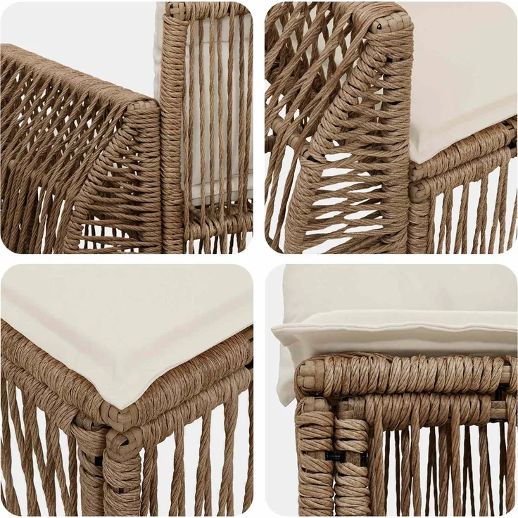 vidaXL Gartensofa-set 4 stk. 4-Sitzer Beige und Cremeweiß Poly-Rattan 3435411 – Bild 6
