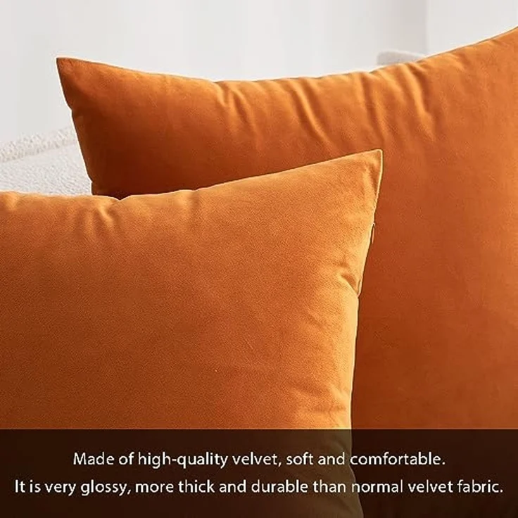MIULEE 2er Set SAMT Kissenbezug Kissenhülle Dekorative Dekokissen Sofakissen Lendenkissen Wurfkissenbezug mit Verstecktem Reißverschluss Sofa Schlafzimmer 12x20 Inch 30x50 cm Orange – Bild 2