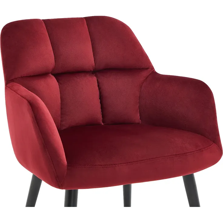 Vente-unique - PEGA Stuhl SamtStoff Rot - B 62 cm x H 78 cm x L 58,5 cm – Bild 5