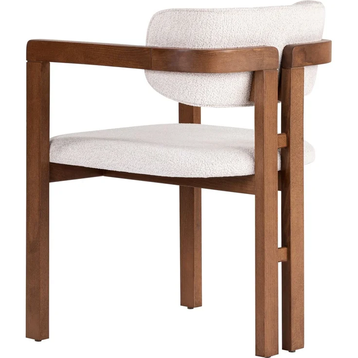 Modern Beech Wood Chair with Chenille Texture Fabric, Easy Clean, White & Walnut, 54 x 76 x 54 cm | Comfortable 5 cm Foam Seat, Perfect for Home Office & Contemporary Spaces – Bild 4