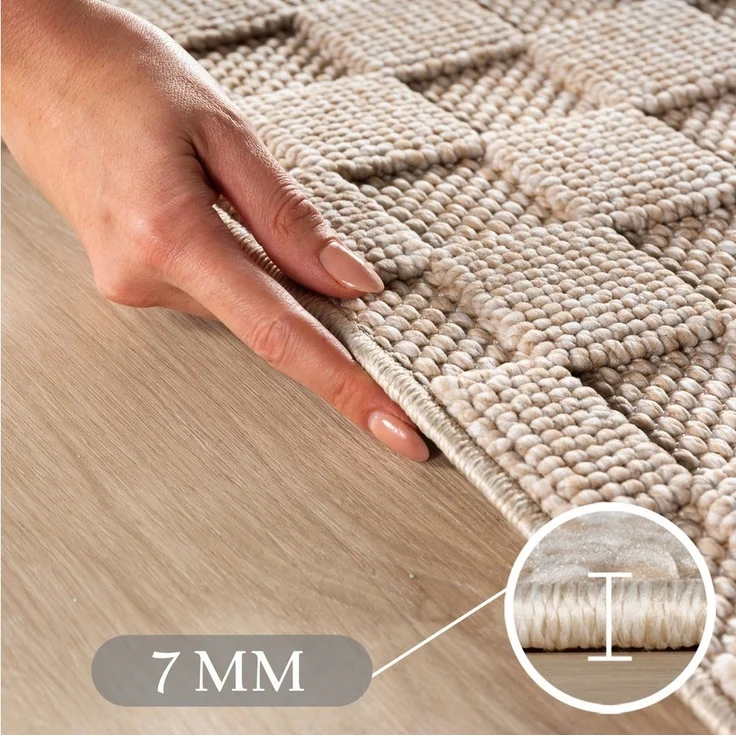 SIMPEX24 Designteppich Einfarbig Boucle Loop, Rund, Höhe: 7 mm, Teppich Wohnzimmer, Schlafzimmer, Gästezimmer – Bild 2