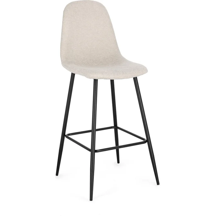 Barhocker New Irelia 2er-Set aus Stoff, modern, Beige/Schwarz, mit Fußstütze, gepolstert – Bild 1