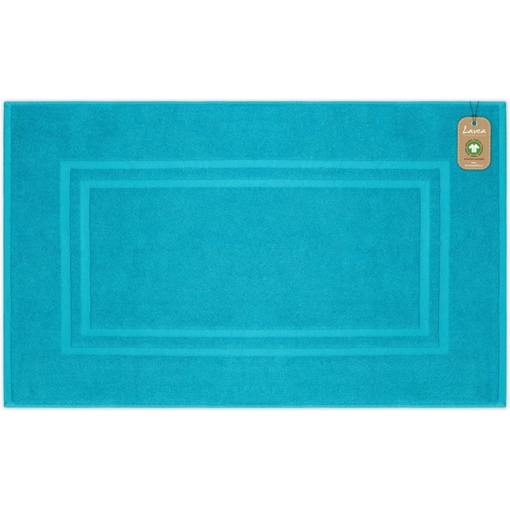 Lavea Badematte Bali, Höhe 3 mm, rutschhemmend, beidseitig nutzbar, strapazierfähig, fußbodenheizungsgeeignet, waschbar, schnell trocknend, Bio-Baumwolle, rechteckig, hochwertiger und nachhaltiger Premium Duschvorleger – saugstarke Faser – Bild 1