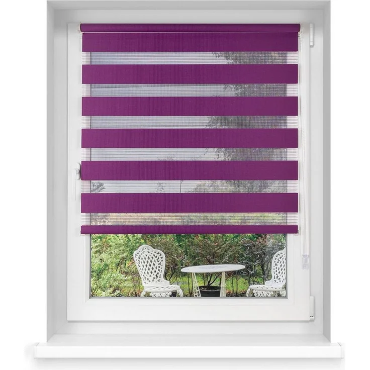Doppelrollo Klemmfix Doppelrollo / Duo Rollo, 45x150 cm, aubergine, Victoria M, blickdicht, ohne Bohren, freihängend, Klemmfix – Bild 1