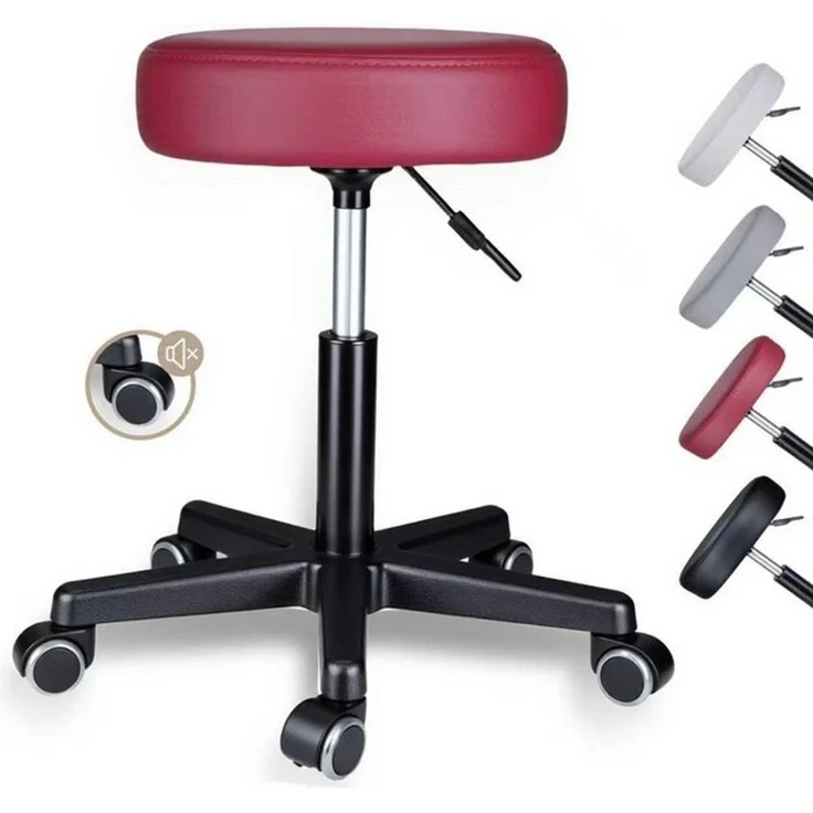 Zedelmaier Hocker Drehhocker Bürohocker Barhocker Arbeitshocker Polsterung, 44-58cm Höhenverstellbarer, 360°drehbar mit 5 Rollen – Bild 4