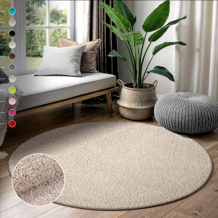 Sanat Hochflor-Teppich LOCA, rund, Höhe: 30 mm, Wohnzimmer, Langflor, Shaggy, Schlafzimmer – Bild 1