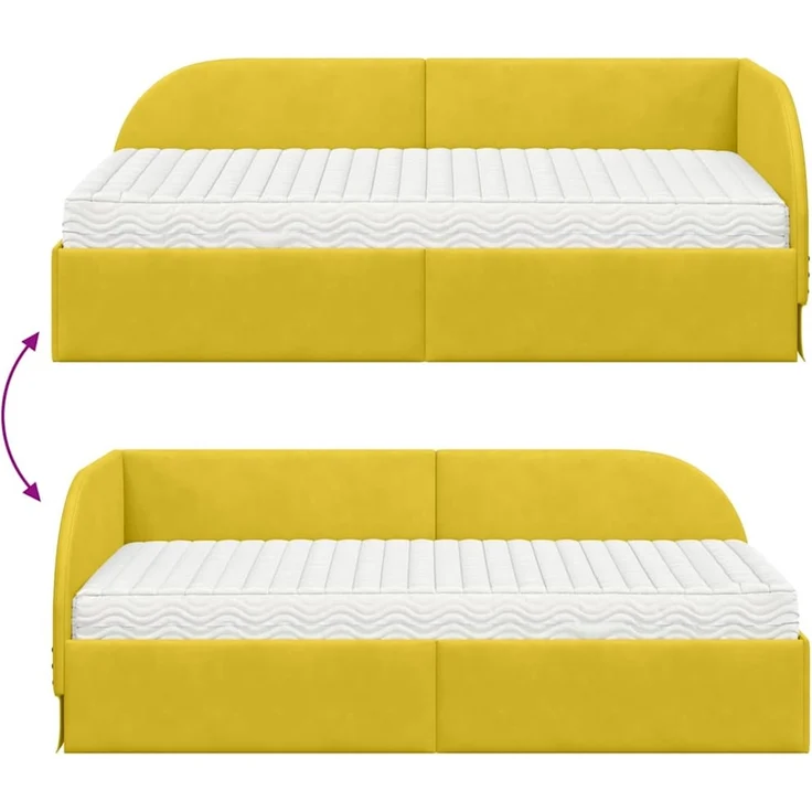 vidaXL Eckbettgestell mit Matratze 2 stk. Gelb 100 x 200 cm Samt 3394210 – Bild 12