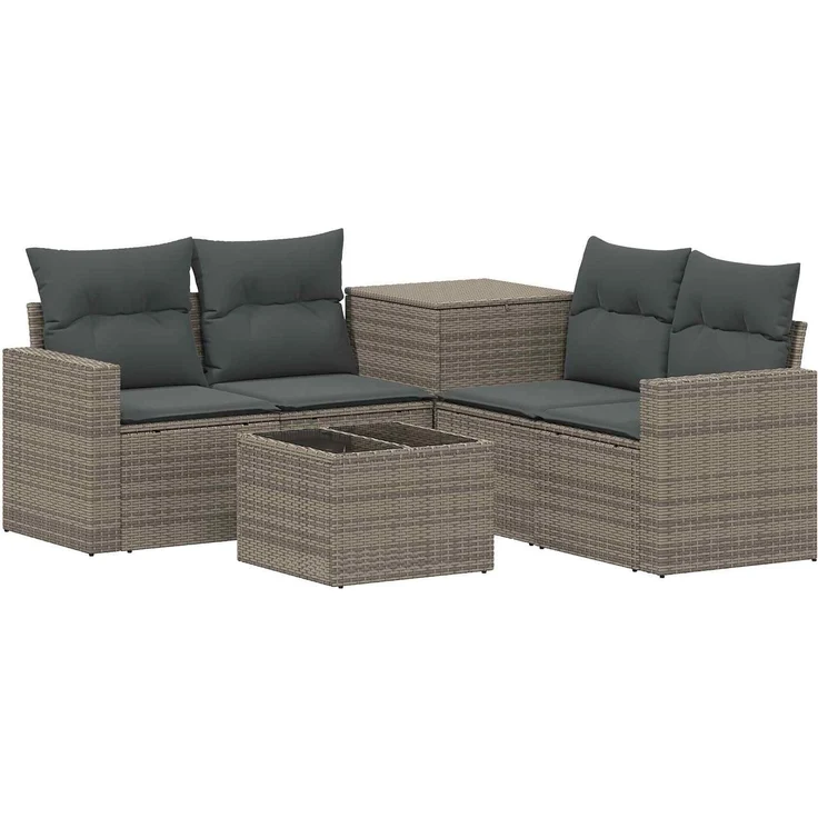vidaXL Sofa Set 6 stk. Grau und Dunkelgrau Polyrattan und Stahl 3447406 – Bild 2
