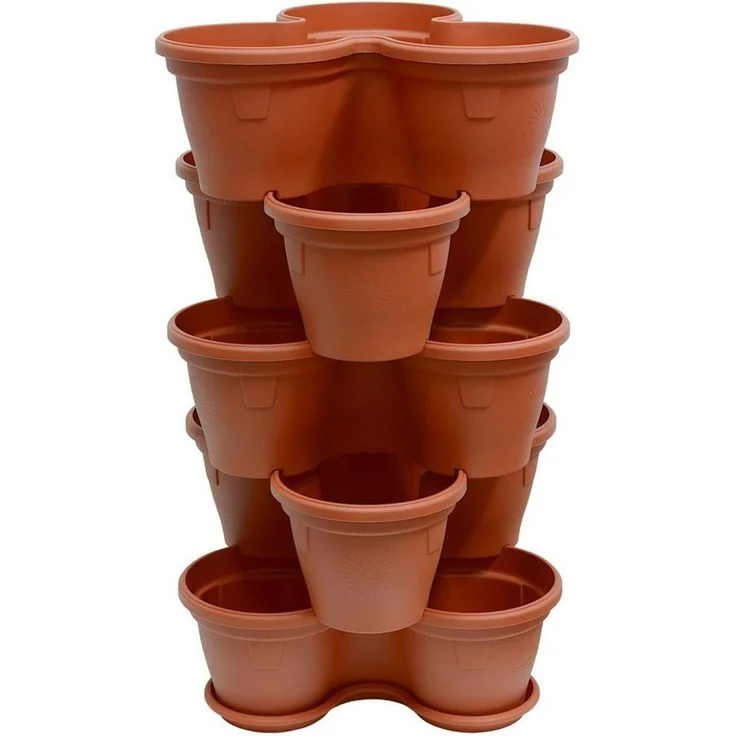 Engelland Blumenständer Säulentopf, Hochbeet, Kräuterbeet (Vorteils-Set, 5 St, 11 Liter Fassungsvermögen je Ebene), fallsicher, UV-beständig, stapelbar, platzsparend, robuster Kunststoff – Bild 1