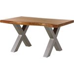 Baumtisch Akazie 160x90x77 Akazie natur lackiert / X-Beine silber matt FREEFORM 5