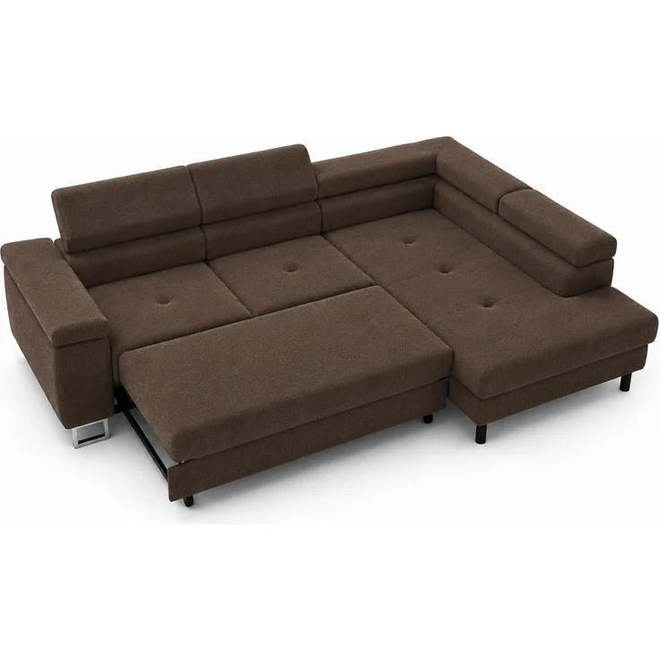 KRISAN MÖBEL Ecksofa L-Form ALVARO in Braun 275 x 90 x 202 cm mit Schlaffunktion und Bettkasten Rechts – Bild 2