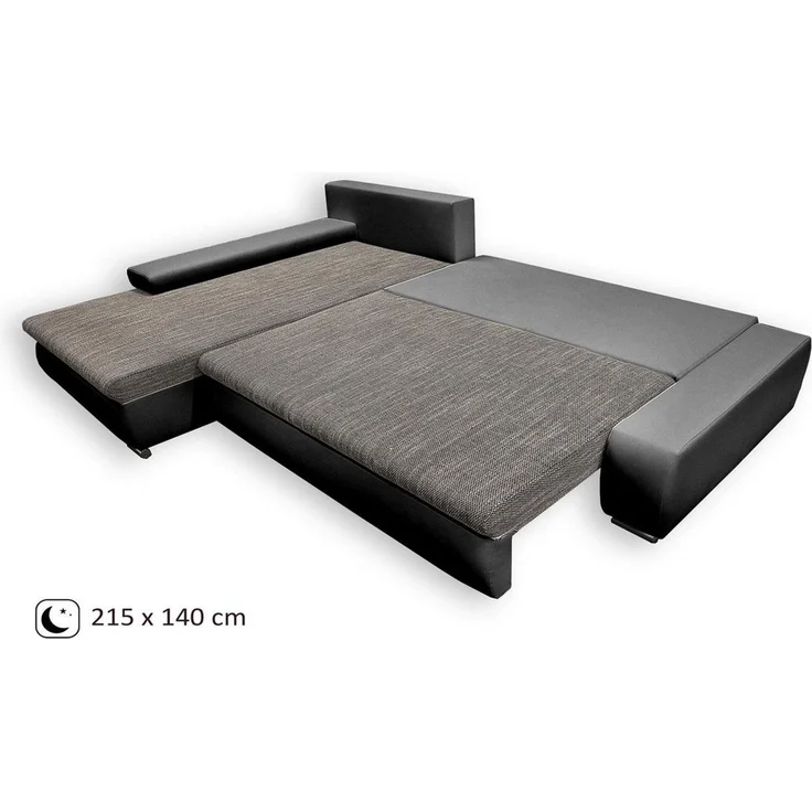 Beautysofa Polsterecke mit Schlaffunktion Teo L, L-Form Ecke Sofa Relaxcouch, Polsterecke mit Schlaffunktion Bettkasten, stilvoll Wohnzimmersofa aus Webstoff und Kunstleder – Bild 2