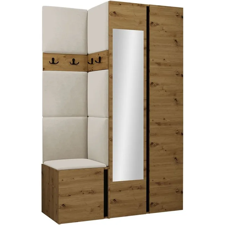 Garderoben-Set Monati XXVI (Farbe: Eiche Artisan / Schwarz, Manila 02)