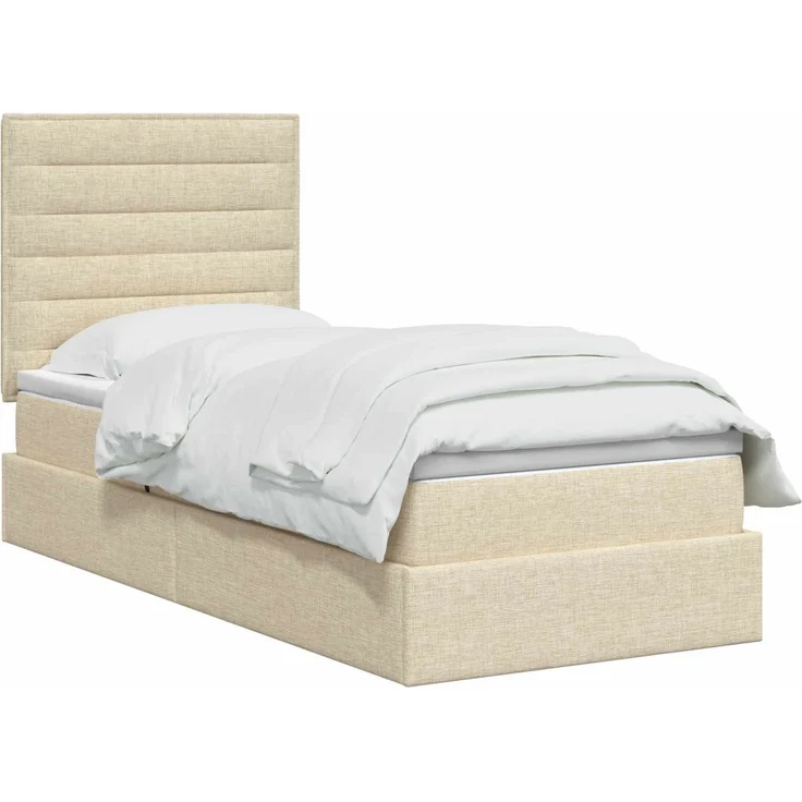 vidaXL Aufbewahrungsbett mit Matratze Creme 100 x 200 cm Stoff 3459424 – Bild 3