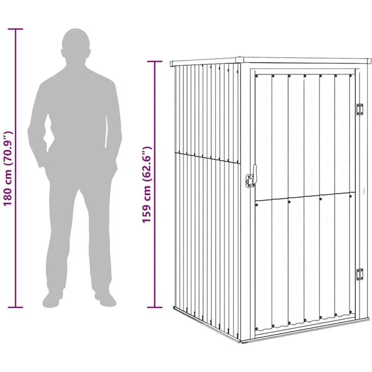 vidaXL Gerätehaus Anthrazit 88x89x161 cm Verzinkter Stahl 316207 – Bild 10