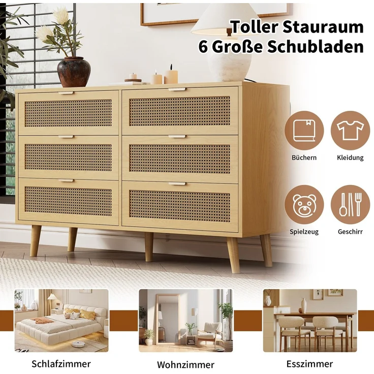 Kommode mit Schubladen, 120/40/76,5 cm, Schubladenkommode, Schubkastenkommode, Mehrzweckschrank – Bild 4