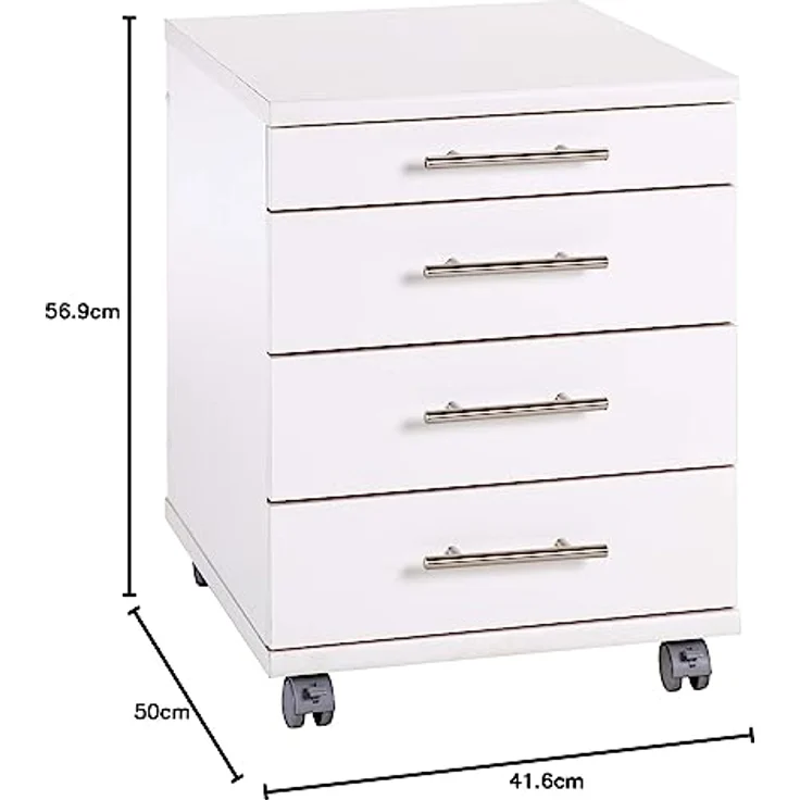 MID.YOU Rollcontainer, Weiß, Metall, 4 Schubladen, 41.6x56.9x50 cm, FSC-zertifiziert – Bild 2