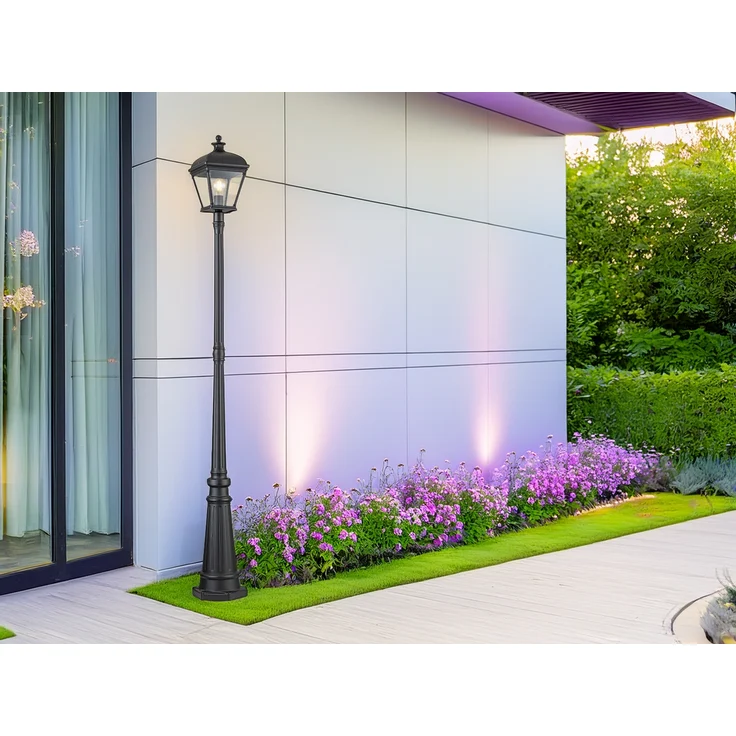 LED Straßenlaterne im Landhausstil Aluminium Schwarz, Höhe 216cm – Bild 6