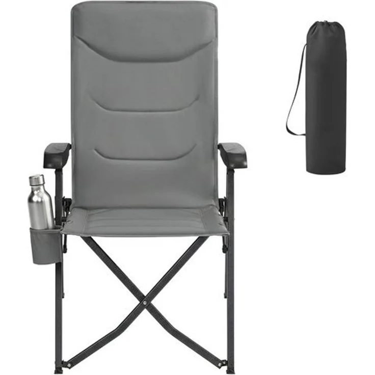 SONGMICS Campingstuhl, verstellbare Rückenlehne 95°-150°, Getränkehalter, Tragetasche, Angeln, Garten, Camping, grau – Bild 2