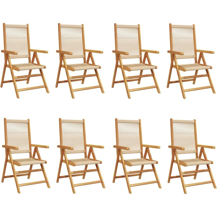 vidaXL Gartenstuhl Verstellbar 8 Stk. Beige Massivholz Akazie 3214537 – Bild 1