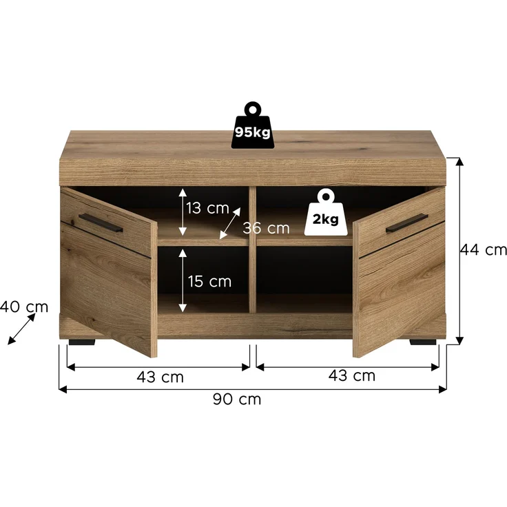 Sitzbank (B/H/T: 90x44x40 cm) in Evoke Oak Nachbildung – Bild 4