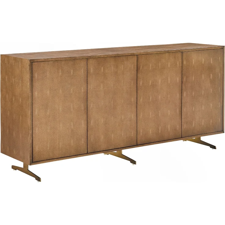 KAWOLA Sideboard GALA 4 Türen Kunstleder goldfarben Fuß Edelstahl gebürstet 85 x 40 x 180 cm – Bild 3