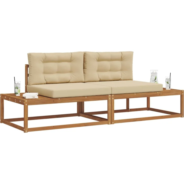 vidaXL Outdoor-Sofagarnitur Natur und Beige Massivholz Akazie 3368126 – Bild 3