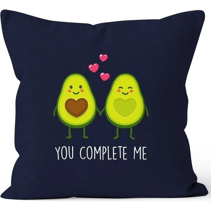 MoonWorks Dekokissen Kissen-Bezug Avocado - You complete me Kissen-Hülle Deko-Kissen Baumwolle Valentinstagsgeschenk MoonWorks® – Bild 4